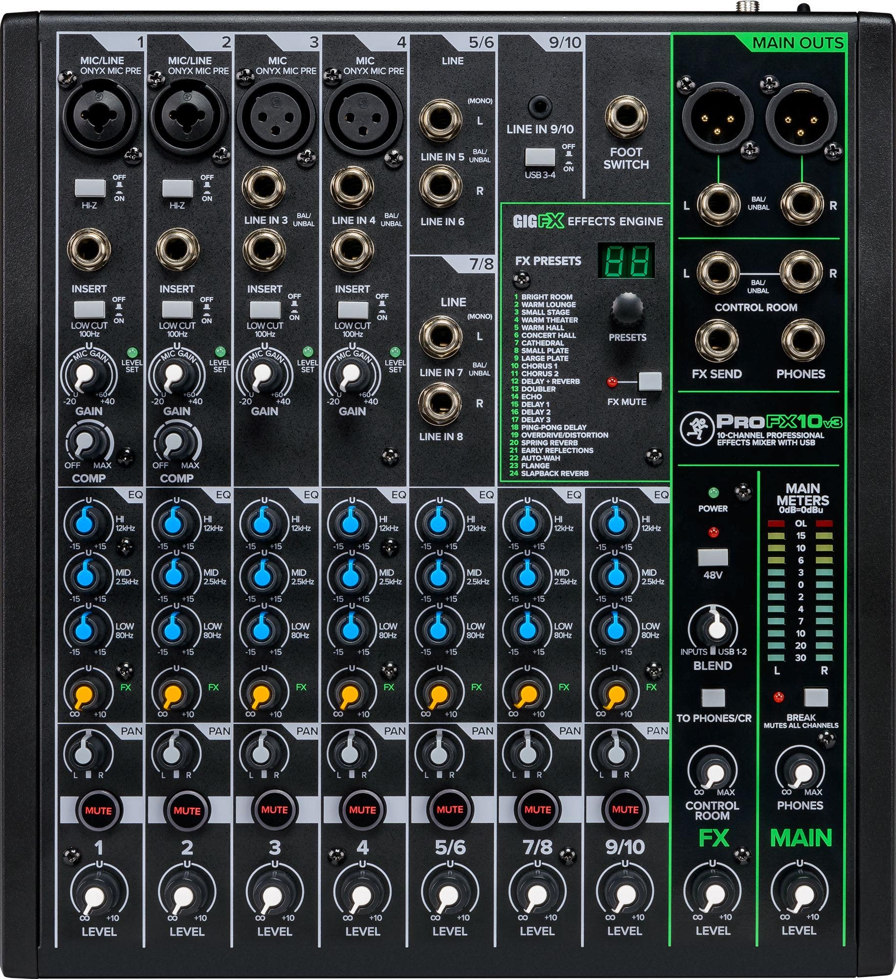 Mackie ProFX10v3 10 Channel Professional USB Mixer with Effects