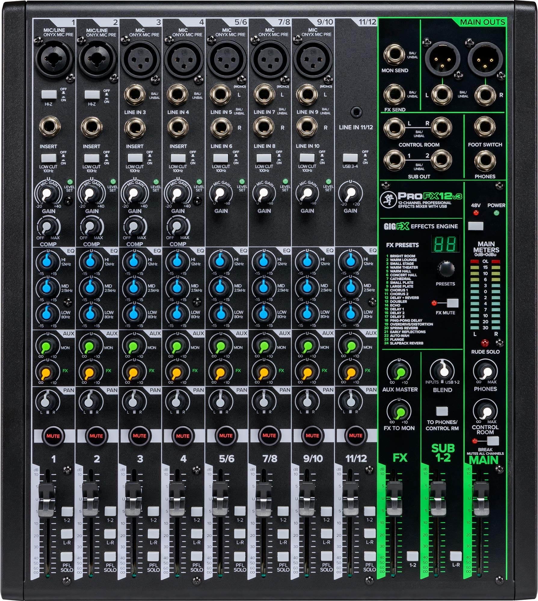 Mackie ProFX12v3 12 Channel Professional USB Mixer With Effects