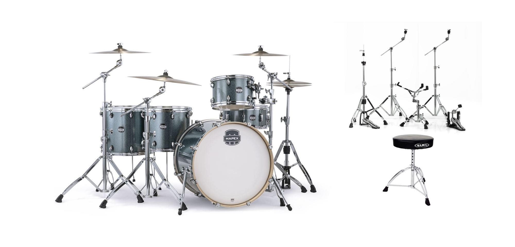 MAPEX HP6005EB Mars 600 Series Hardware Pack con pedale singolo P600, placcato nero