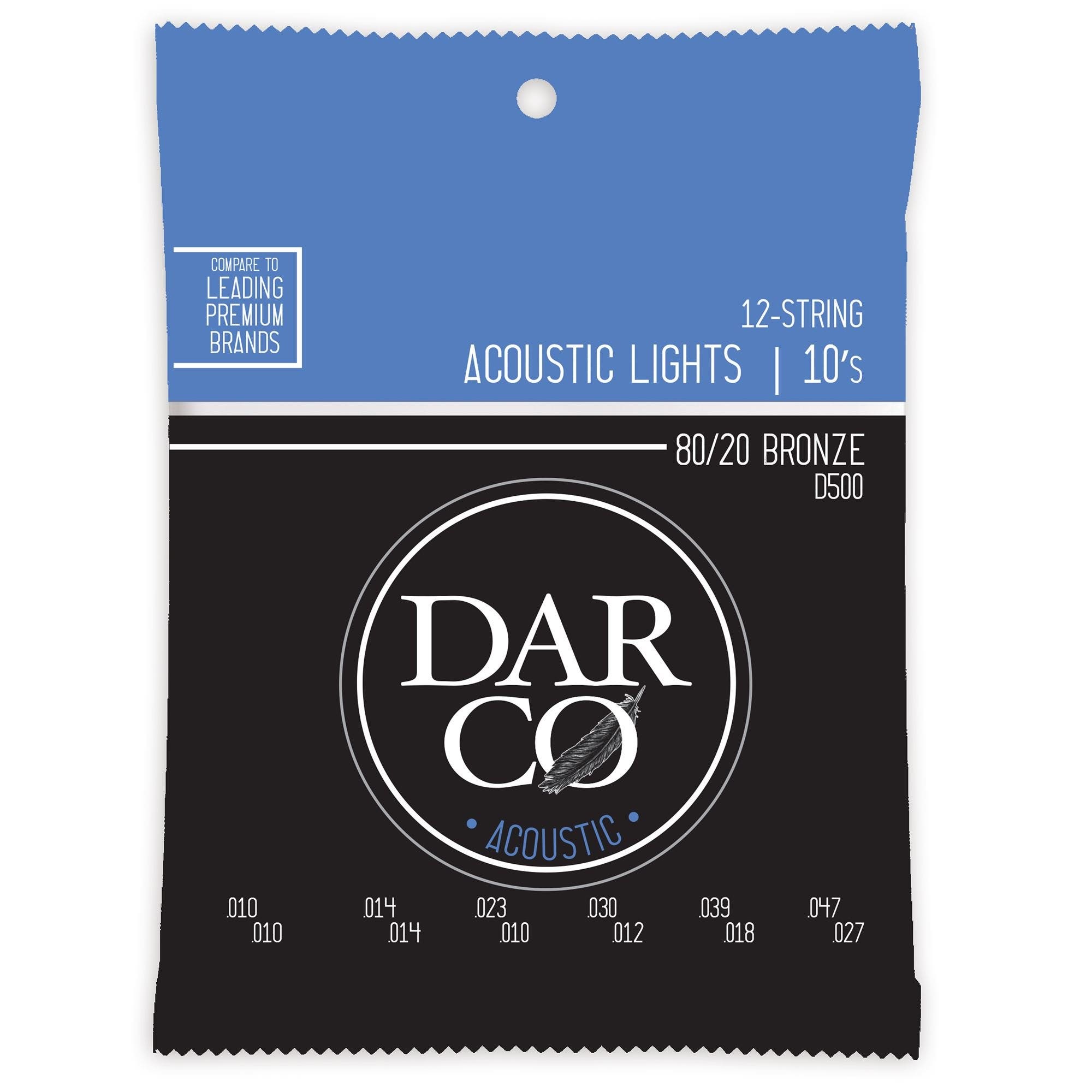 Darco D500 12 String 80/20 Bronze Acoustic Guitar Set