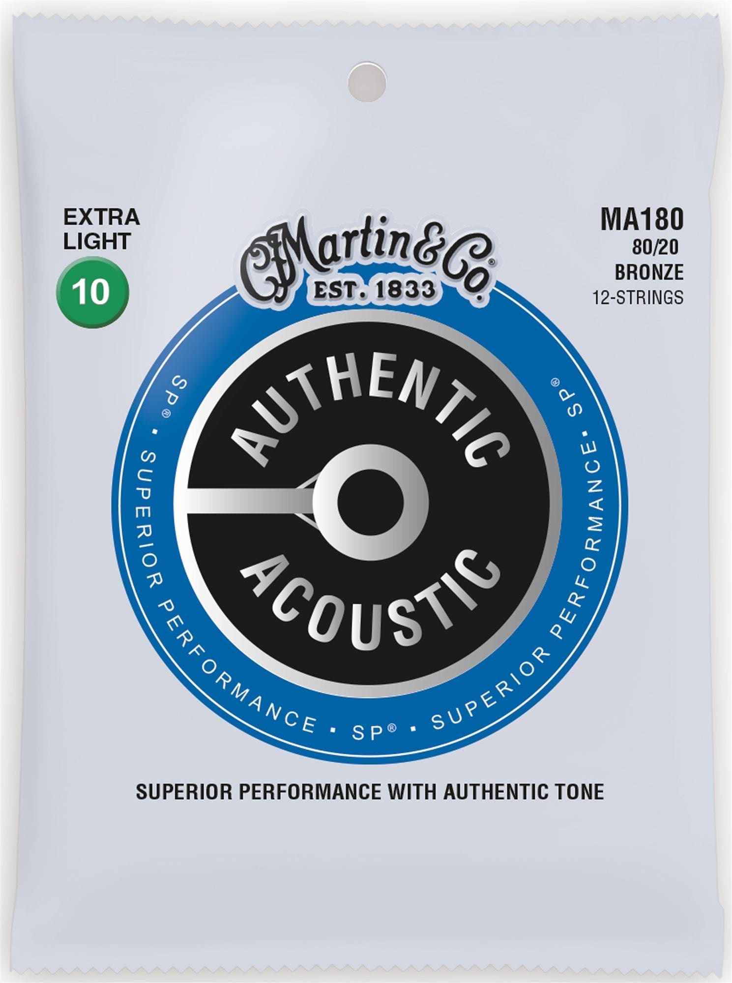Martin MA180 Authentic Acoustic SP 80/20 12-String Guitar Strings