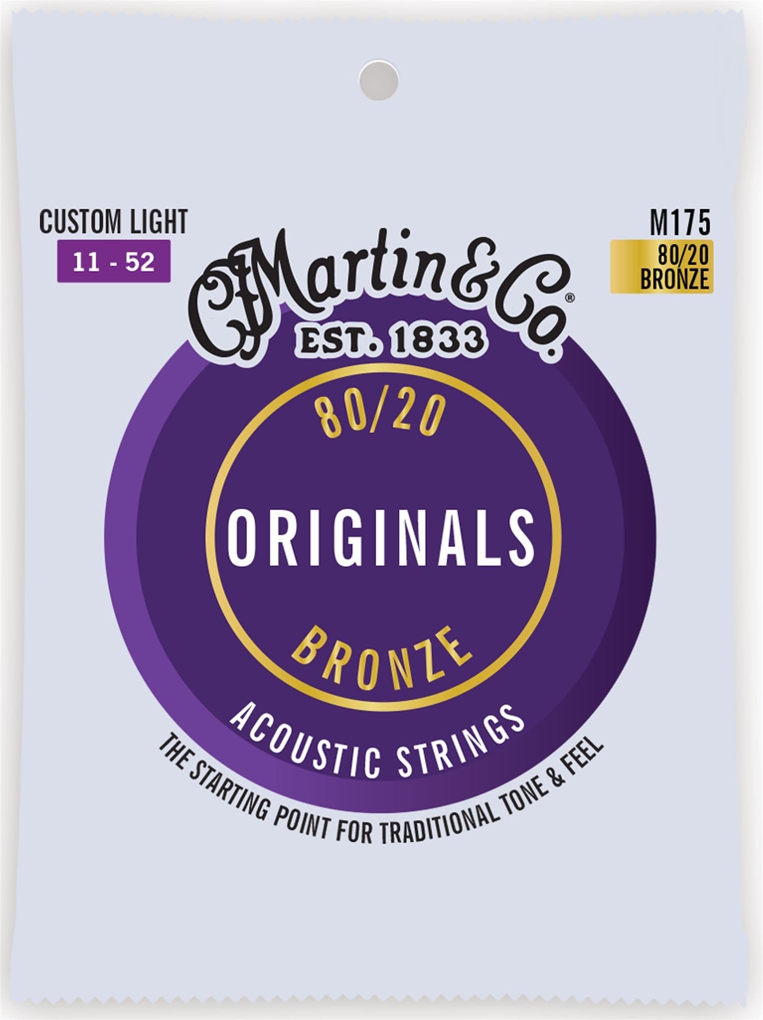 Martin M175 Original Acoustic Guitar Strings 80/20 Bronze Custom Light 11-52