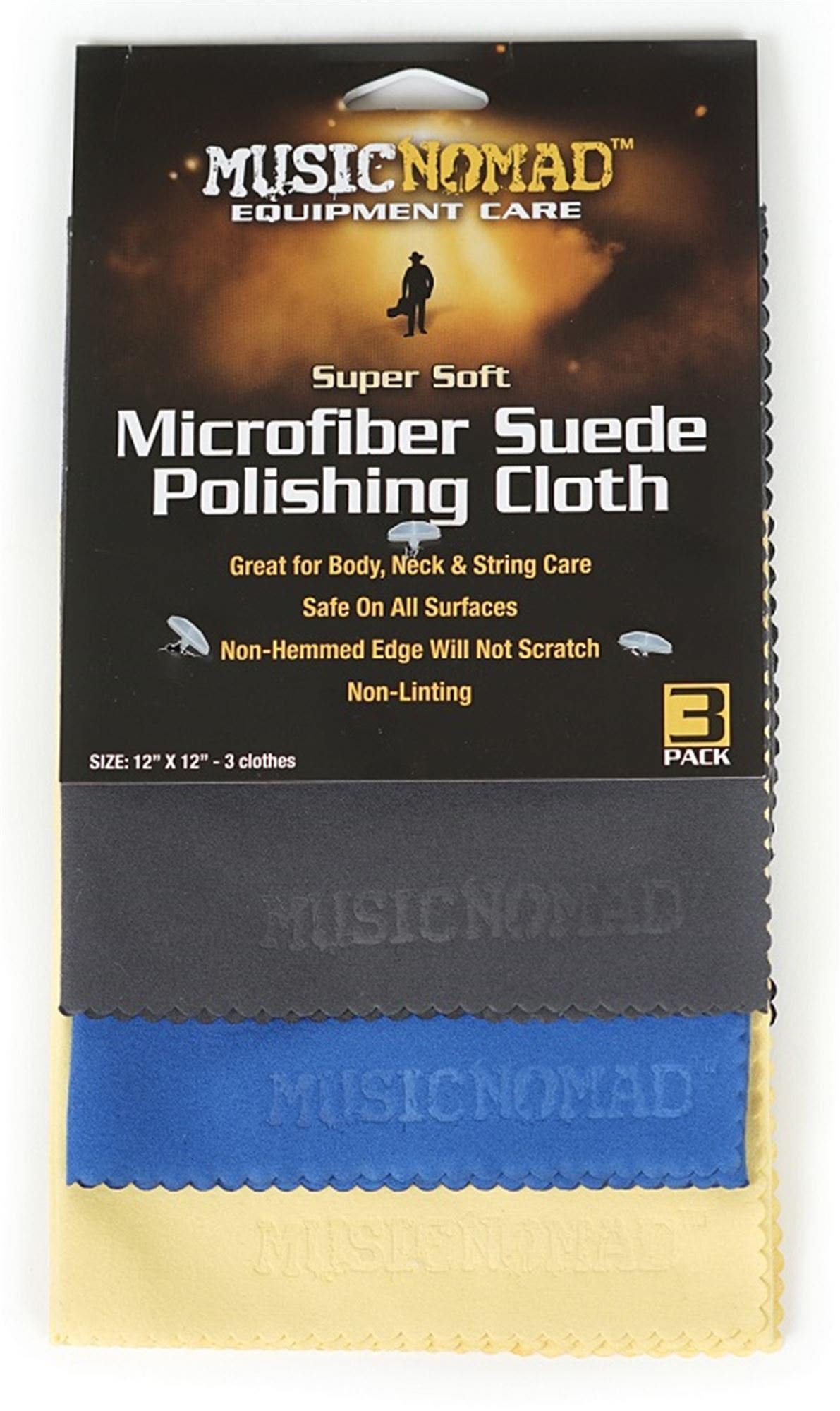 Music Nomad MN203 3-Piece Edgeless Microfiber Suede Polishing Cloth