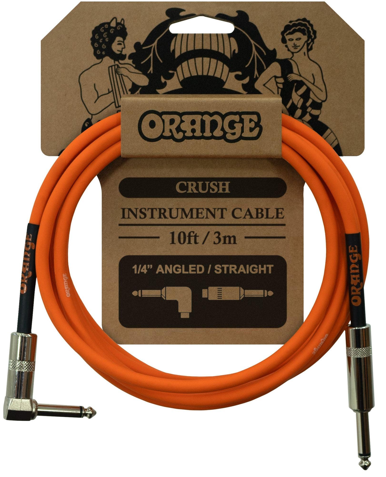 Orange Crush Instrument Cable 1/4" Straight to Angle