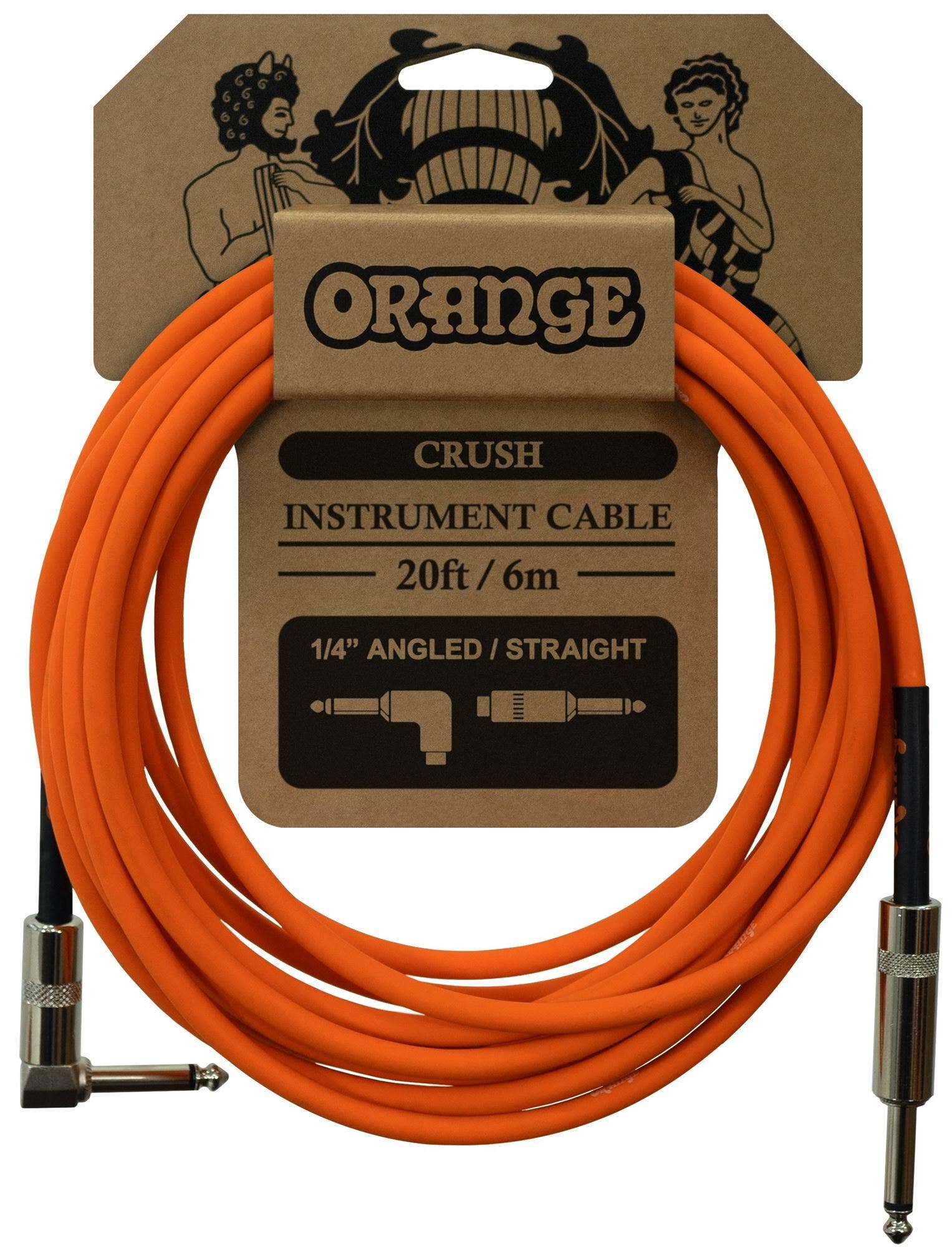 Orange Crush Instrument Cable 1/4 Straight to Angle 20 Feet