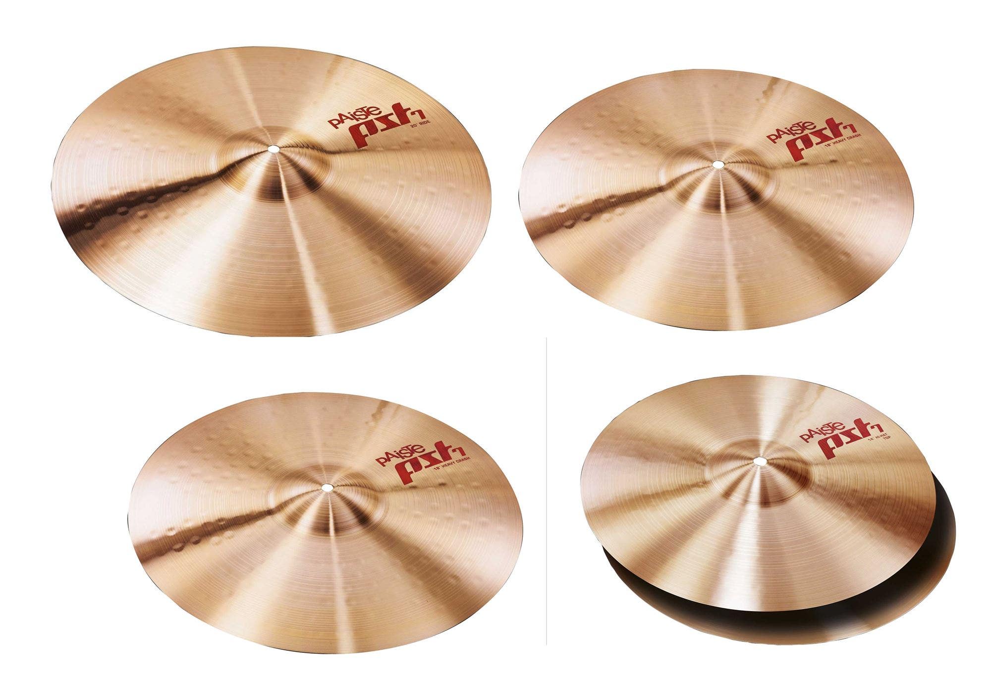 Paiste PST 7 Heavy Cymbal Set 14Hi Hats 16 and 18 Heavy Crash 20 Ride