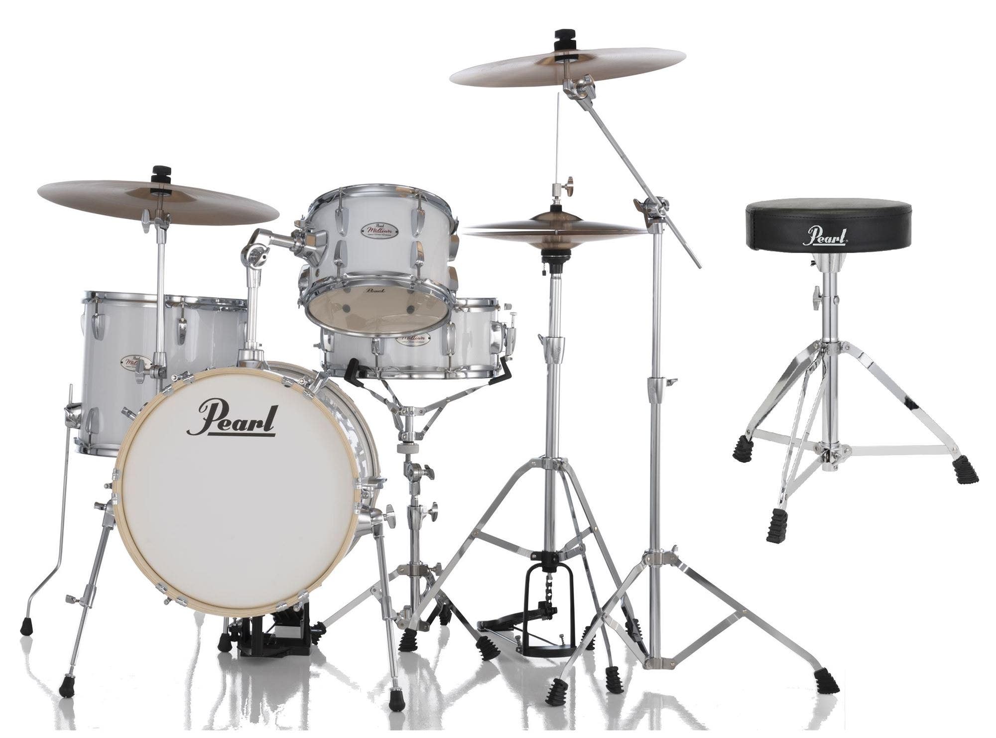 Pearl Midtown 4 Piece Drums 16 Bass Drum Hardware Throne White