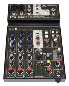 Peavey PV6 BT 6 Channel Stereo Mixer with Compression and Bluetooth