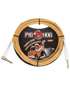 Pig Hog Right Angle Instrument Cable 10 Foot Orange Creme