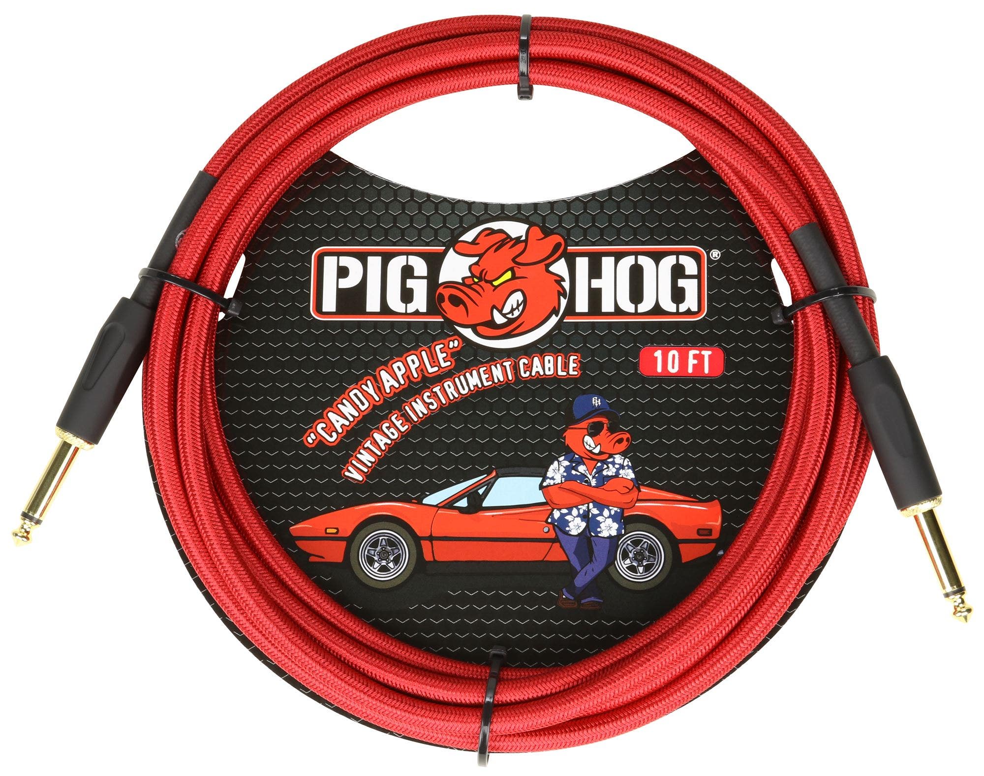 Pig Hog Candy Apple Red Instrument Cable 10 Foot