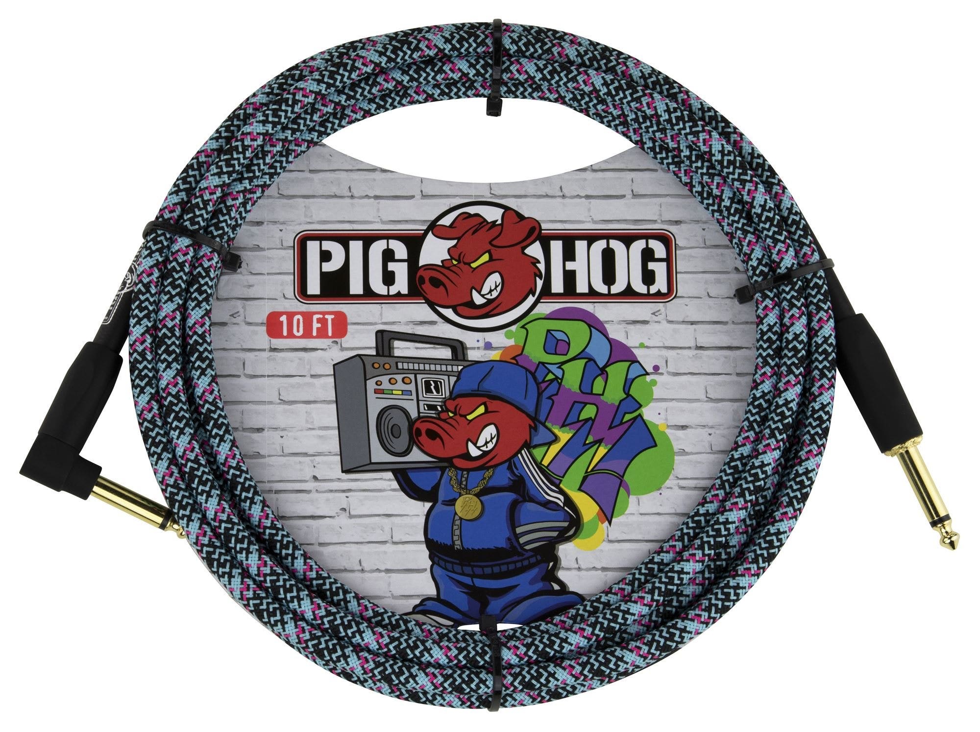 Pig Hog PCH10GXXR RIght Angle Instrument Cable Graffiti