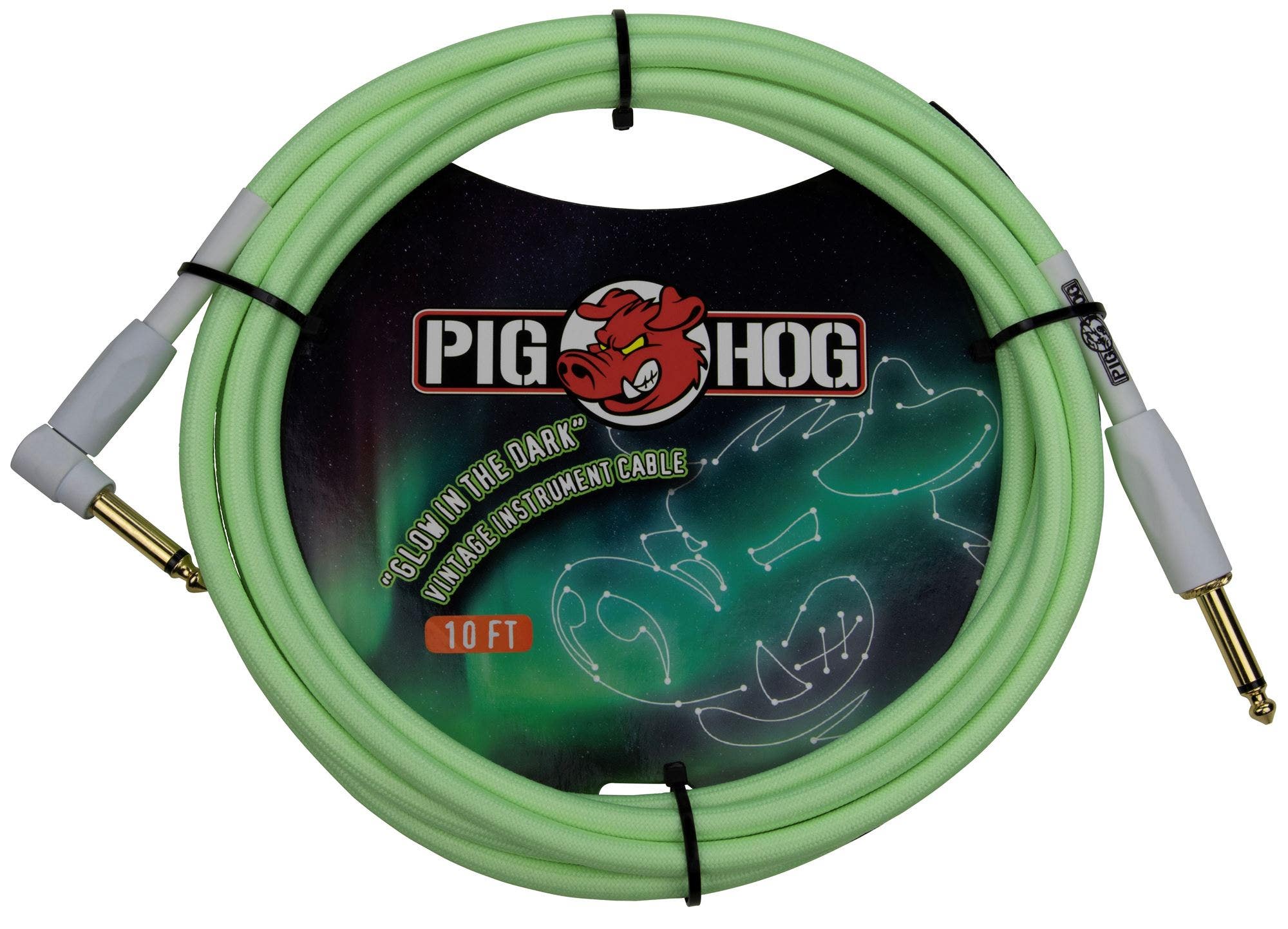 Pig Hog Glow In The Dark Instrument Cable with One Right Angle