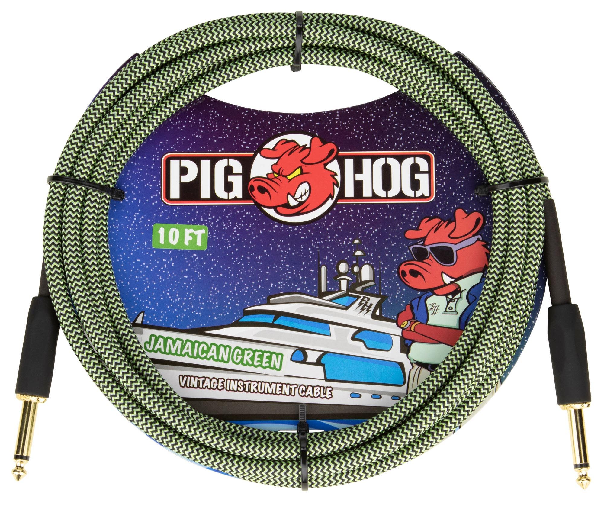 Pig Hog PCH10JGR Instrument Cable Jamaican Green 10 Feet