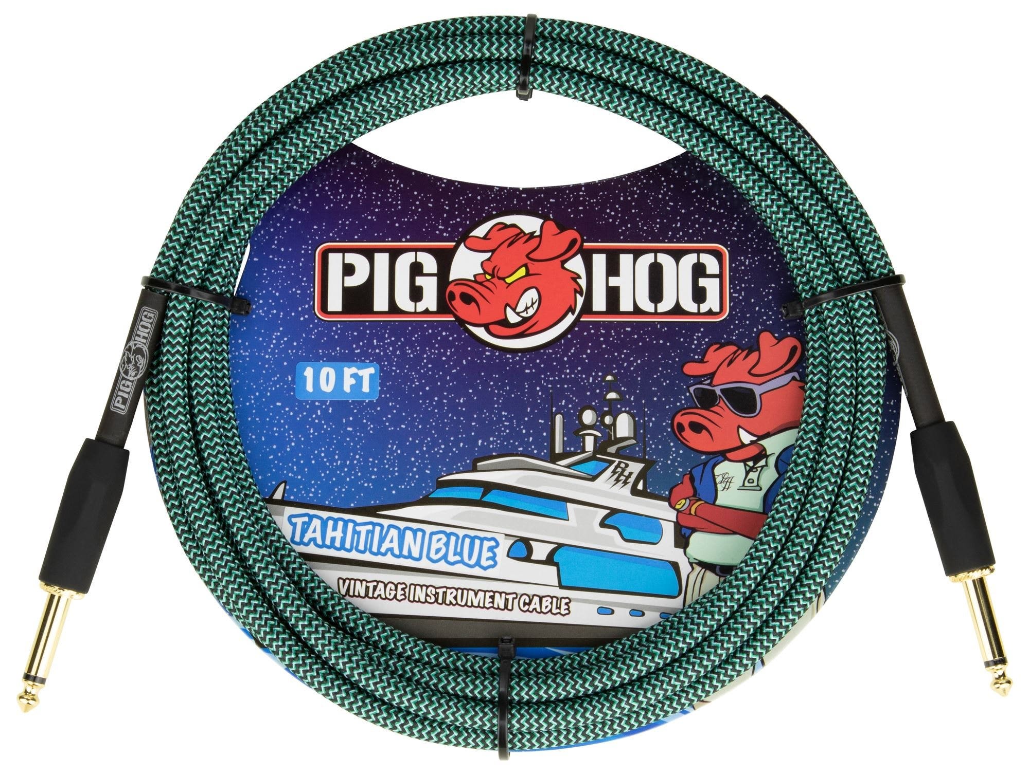 Pig Hog PCH10TAB Instrument Cable Tahitian Blue 10 Feet