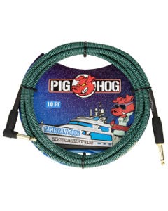 Pig Hog PCH10TABR Instrument Cable Right Angle Tahitian Blue 10 Feet