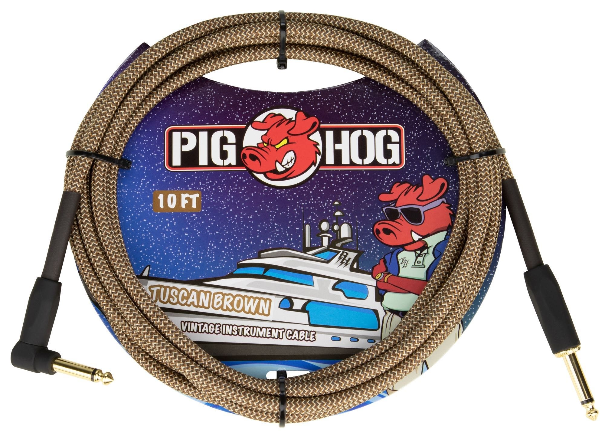 Pig Hog PCH10TBRR Instrument Cable Right Angle Tuscan Brown 10 Feet
