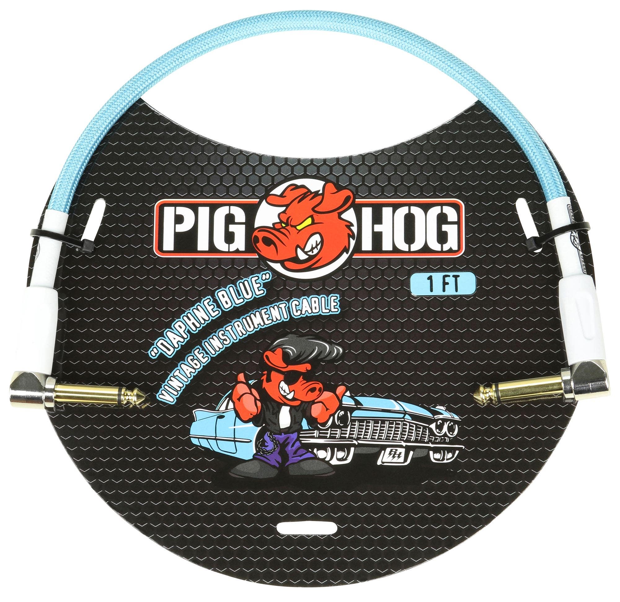 Pig Hog Daphne Blue Right Angled Patch Cable 1 Foot