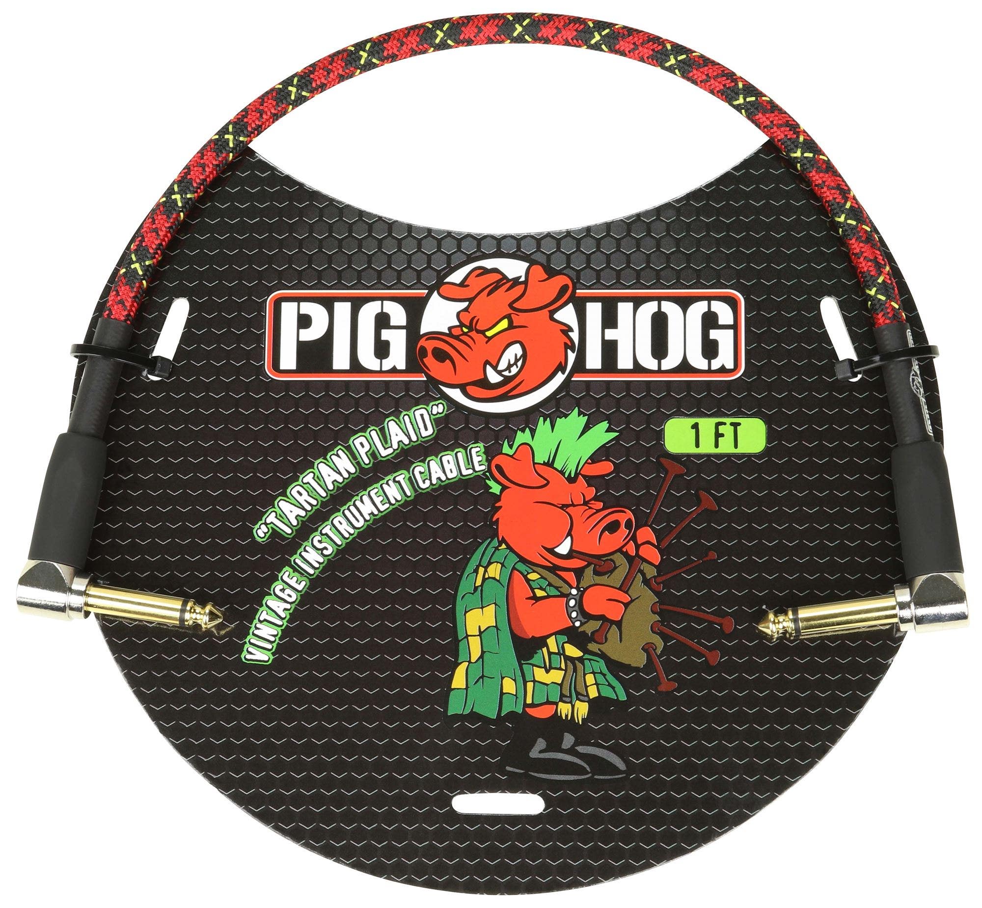 Pig Hog Tartan Plaid Right Angled Patch Cable 1 Foot