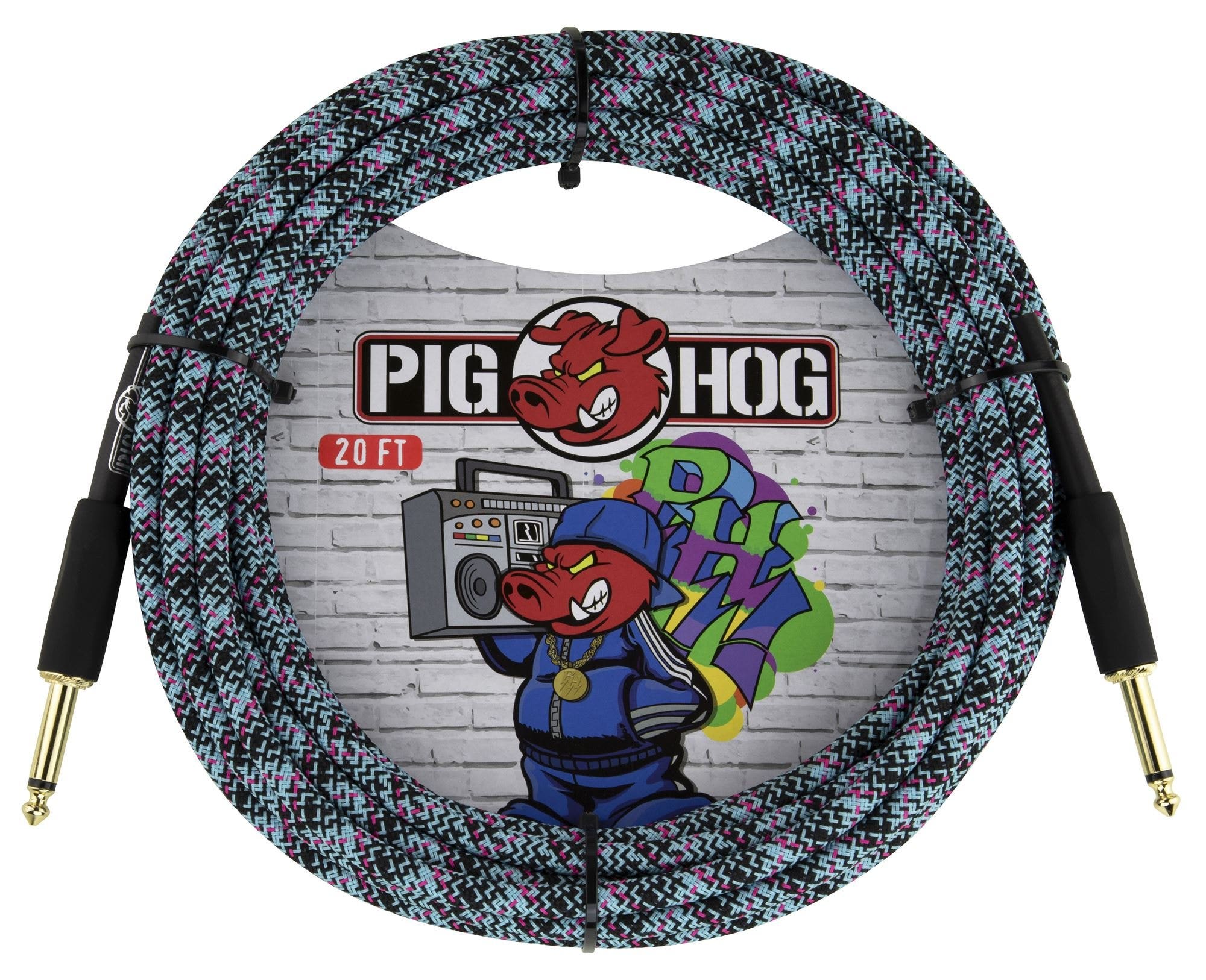 Pig Hog PCH20GBL Instrument Cable Blue Graffiti 20'