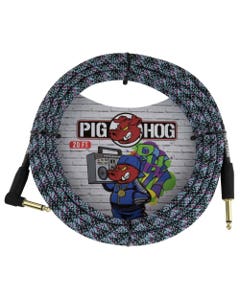 Pig Hog PCH20GBLR Right Angle Instrument Cable Blue Graffiti 20'