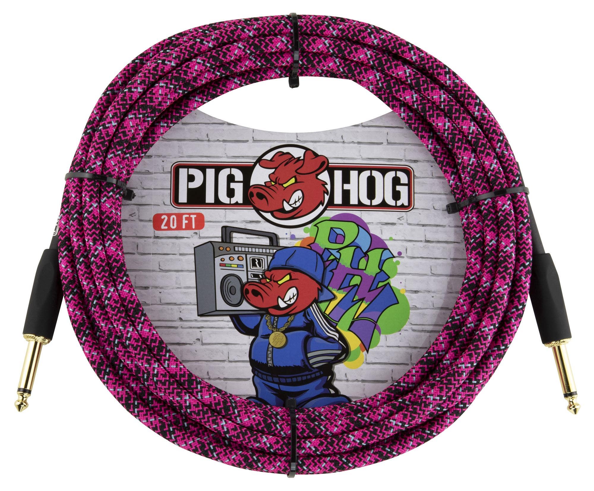 Pig Hog PCH20GP Instrument Cable Pink Graffiti 20'