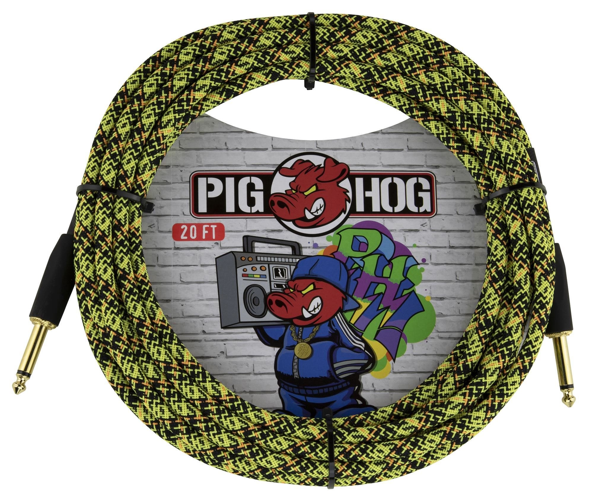 Pig Hog PCH20GYW Instrument Cable Yellow Graffiti 20'