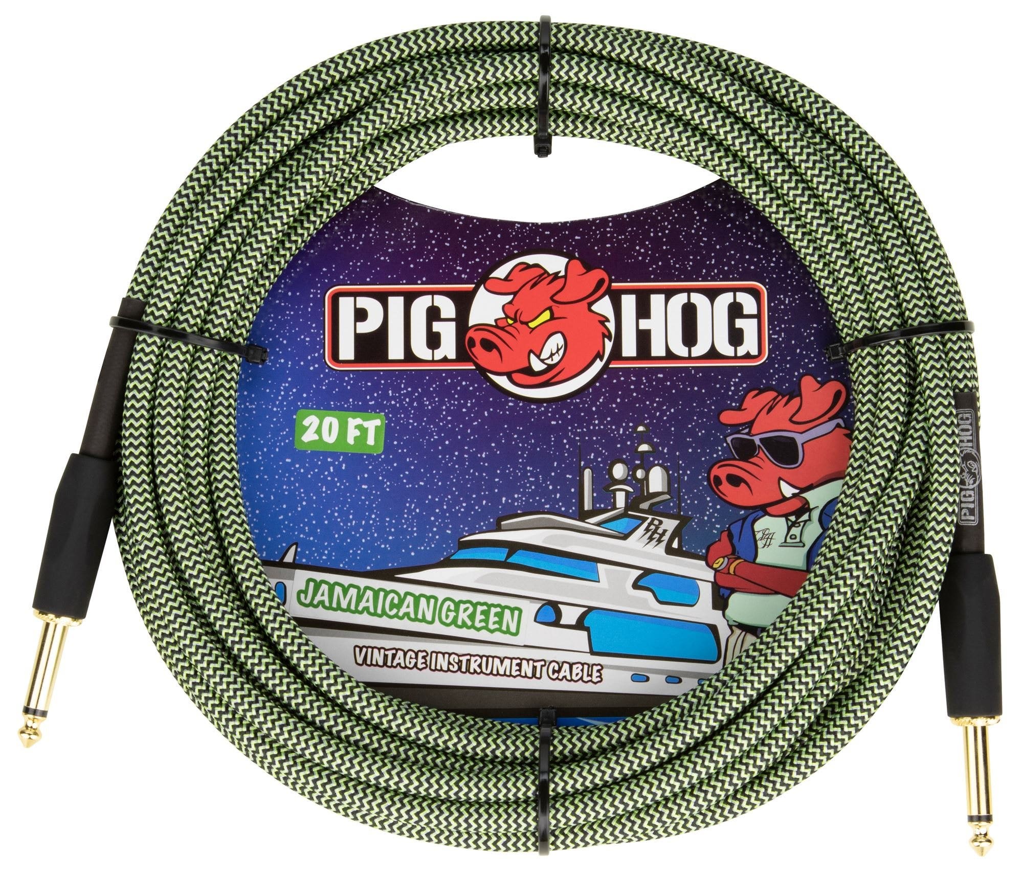 Pig Hog PCH20JGR Instrument Cable Jamaican Green 20 Feet