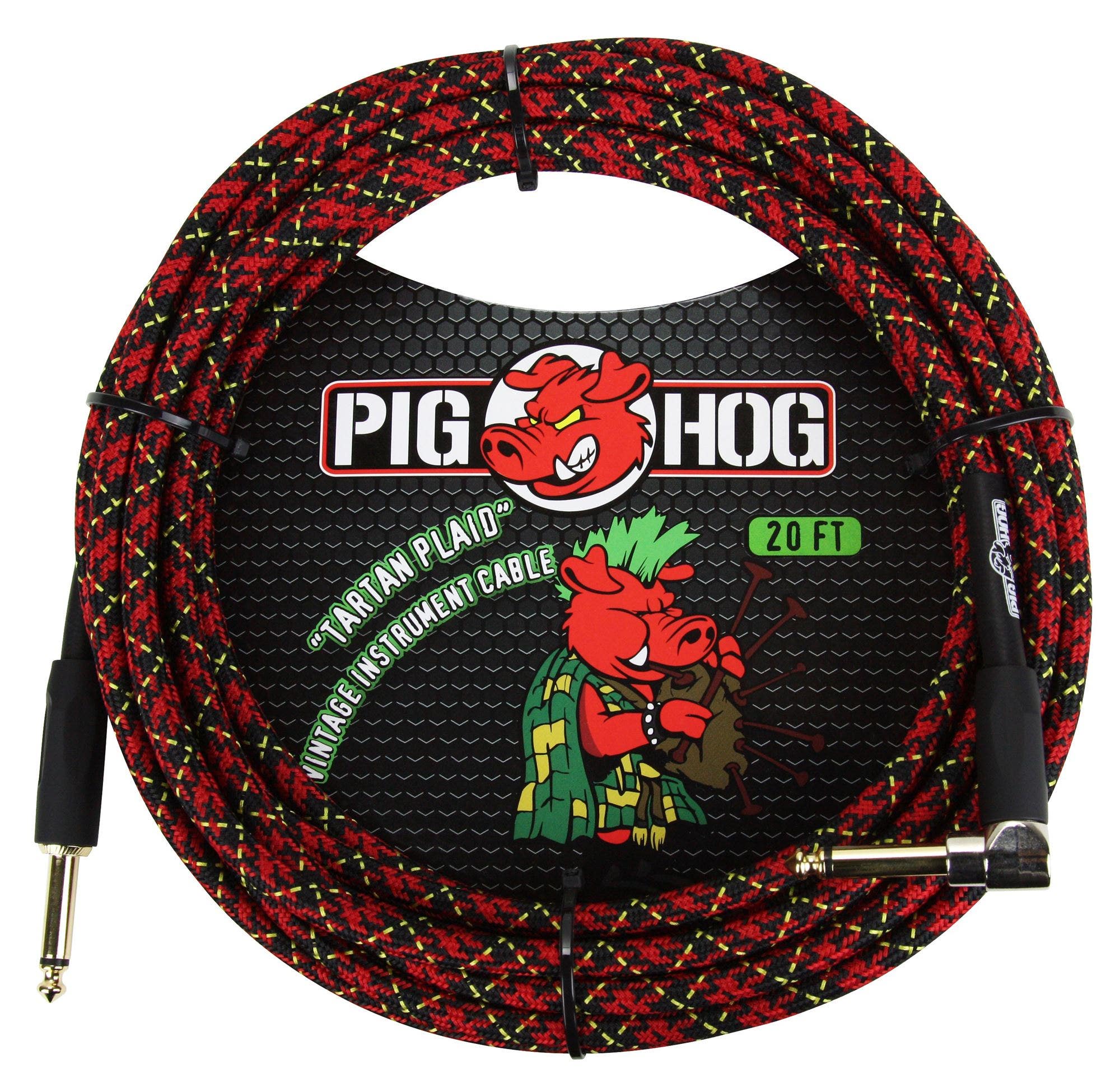 Pig Hog 20Ft Tartan Plaid Instrument Cable with Angled End
