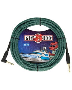 Pig Hog PCH20TABR Instrument Cable Right Angle Tahitian Blue 20 Feet