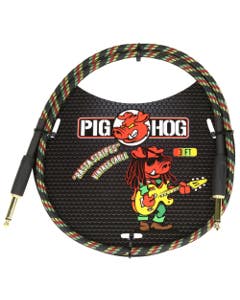 Pig Hog PCH3RA Rasta Stripe 1/4" to 1/4" Instrument Patch Cable 3 ft