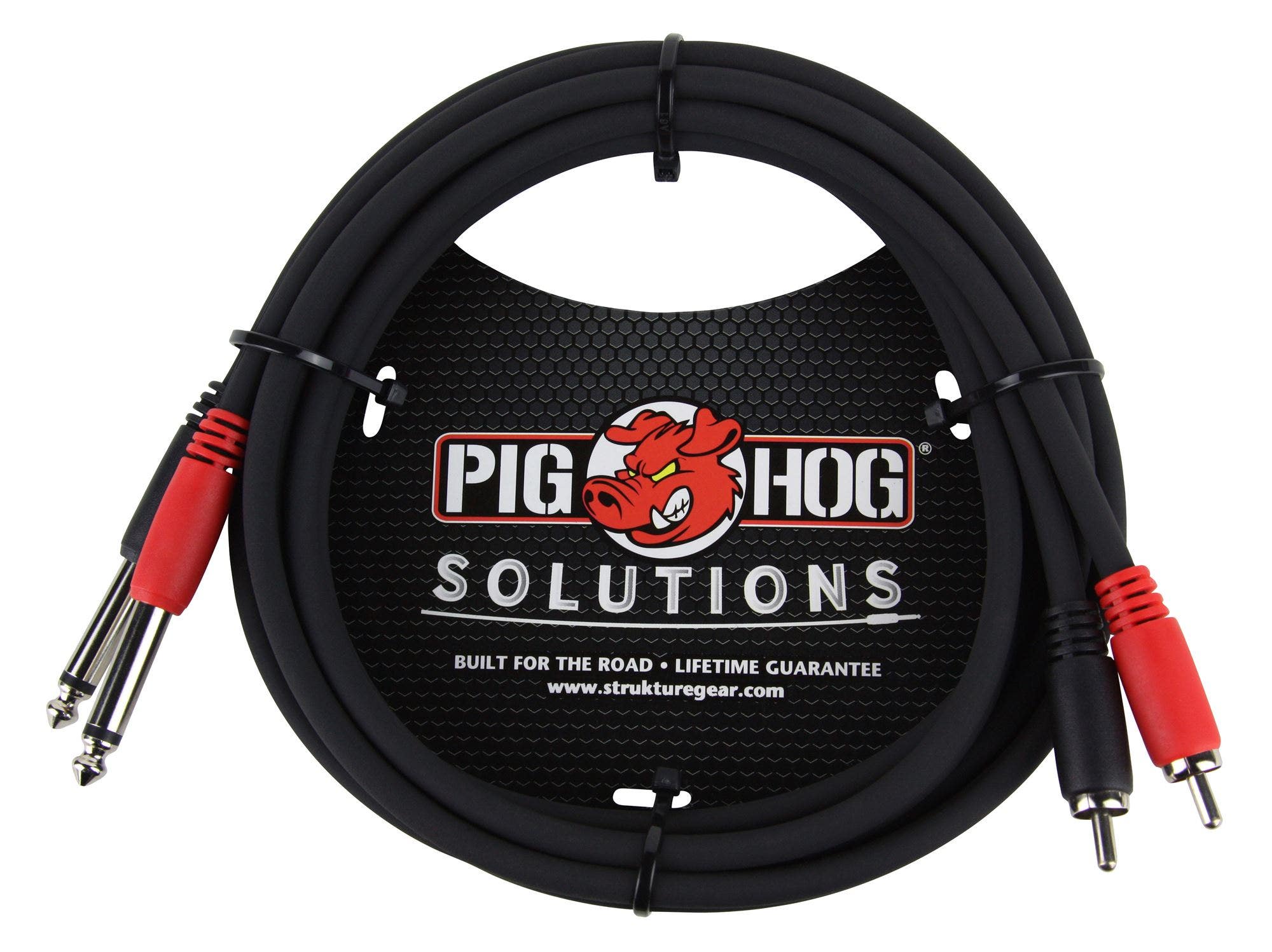 Pig Hog Solutions RCA to Quarter Inch Dual Cable 6ft
