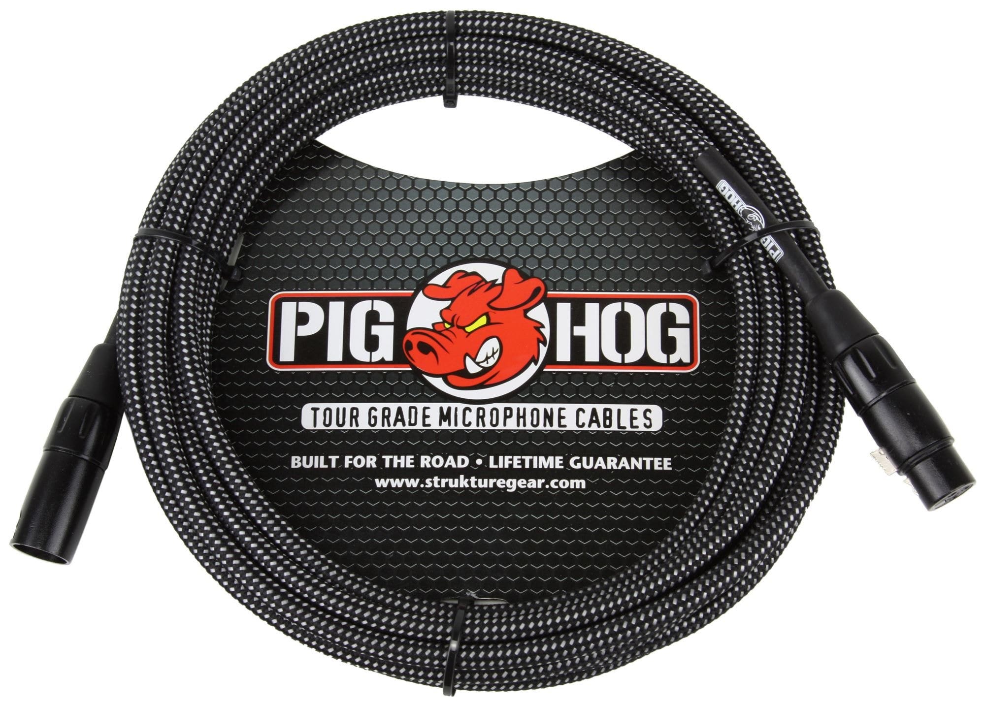 Pig Hog PHM10BKW Microphone Cable 10ft Black/White