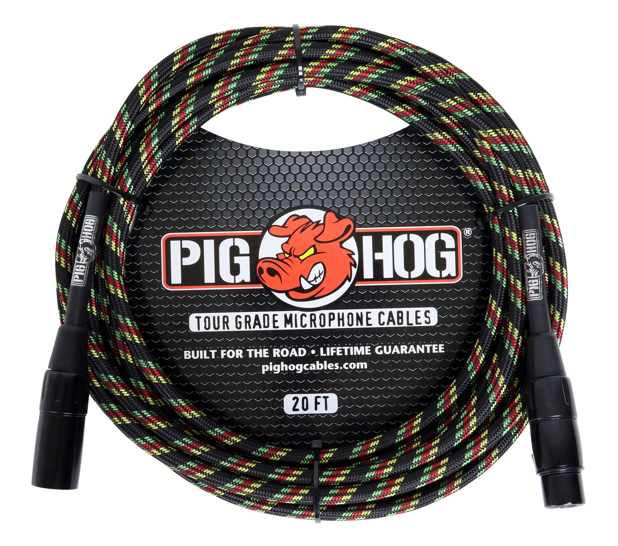 Pig Hot PHM20RAS Microphone Cable 20ft Rasta Stripes