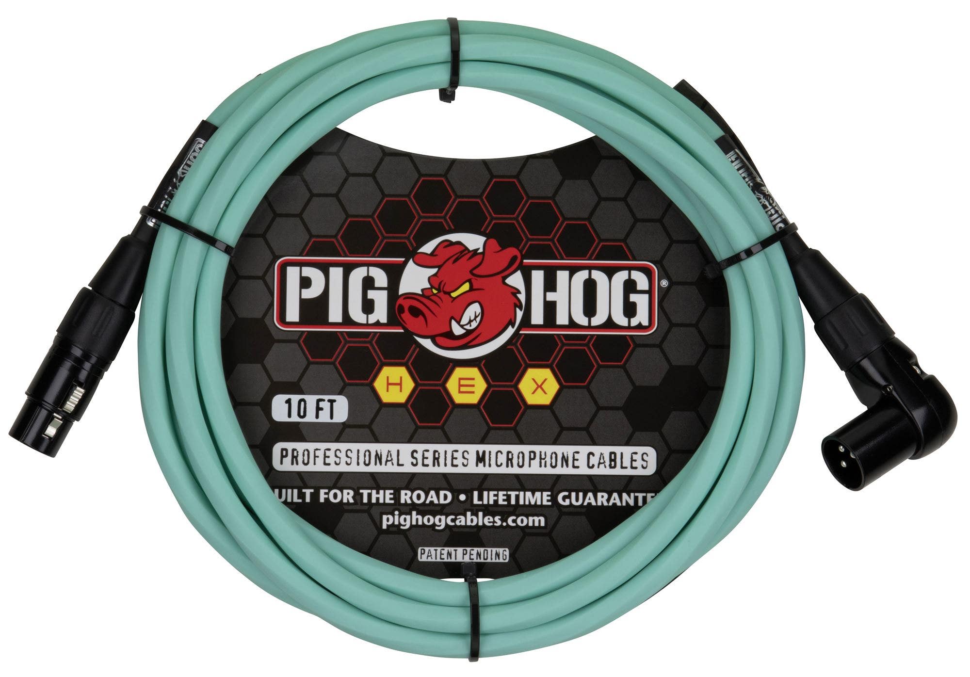 Pig Hog PHMH10SGR Hex Series Right Angle Mic Cable 10'