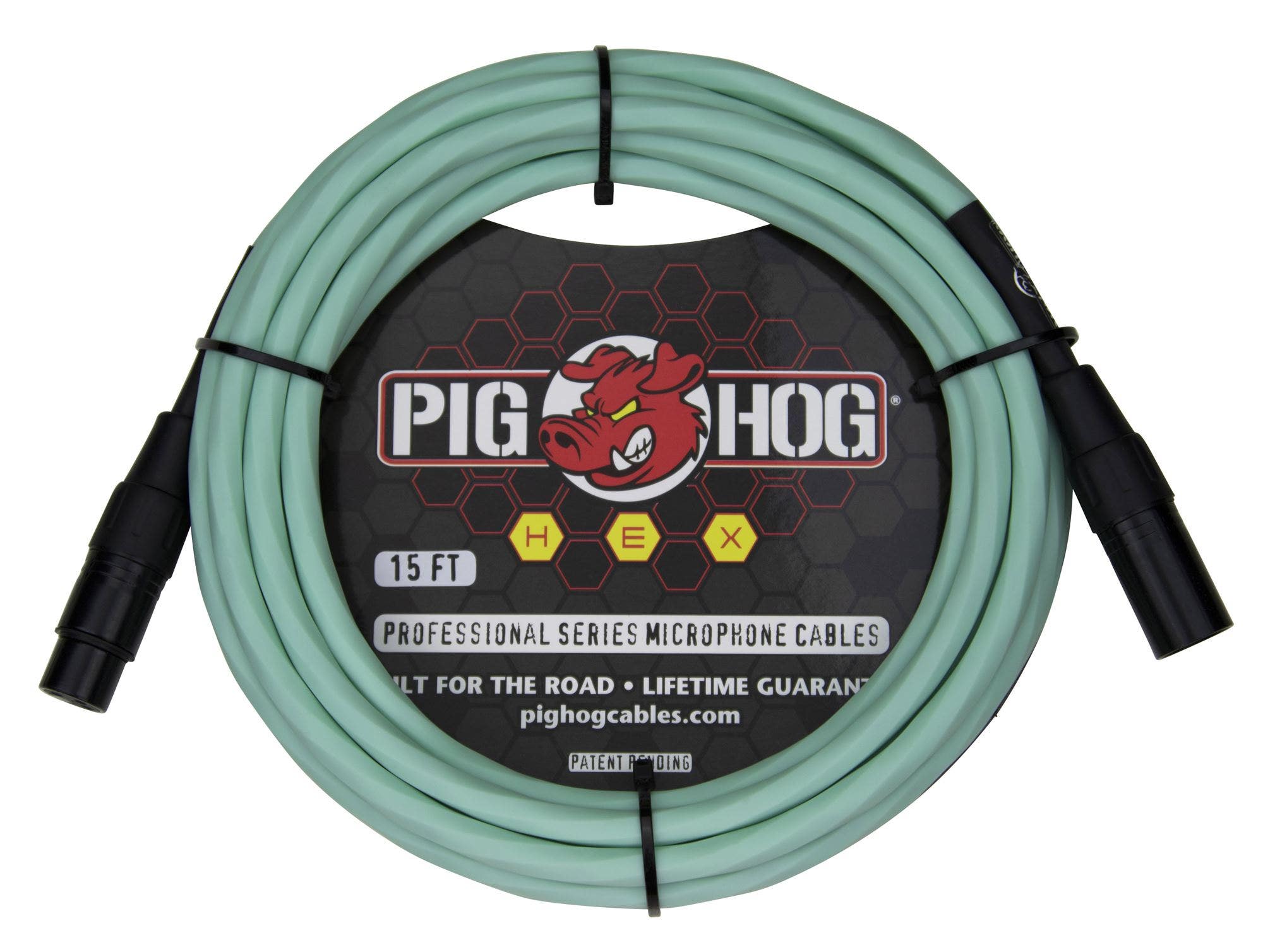 Pig Hog PHMH15SG Hex Series Mic Cable Seafoam Green 15 Feet