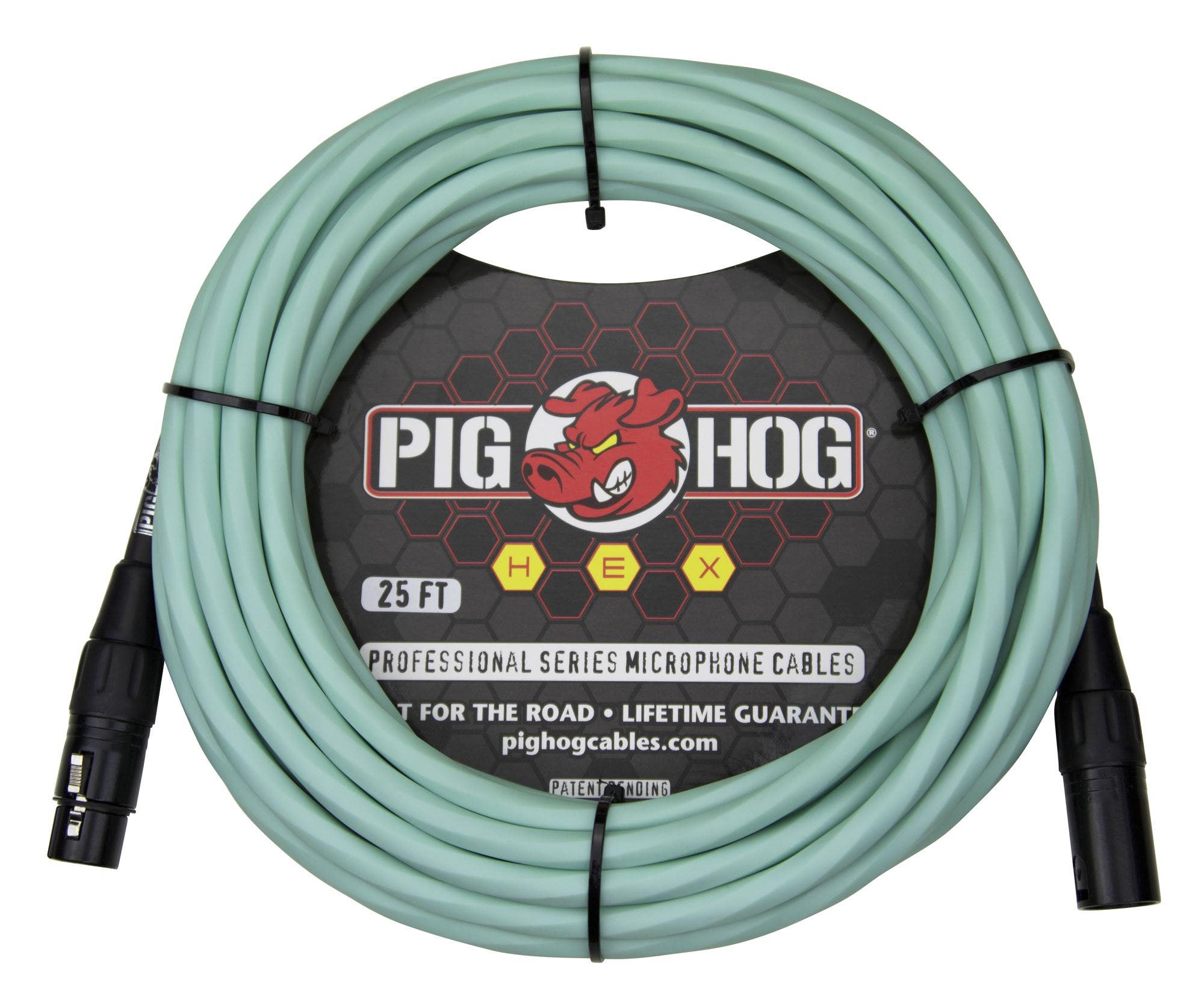 Pig Hog PHMH25SG Hex Series Mic Cable Seafoam Green 25 Feet