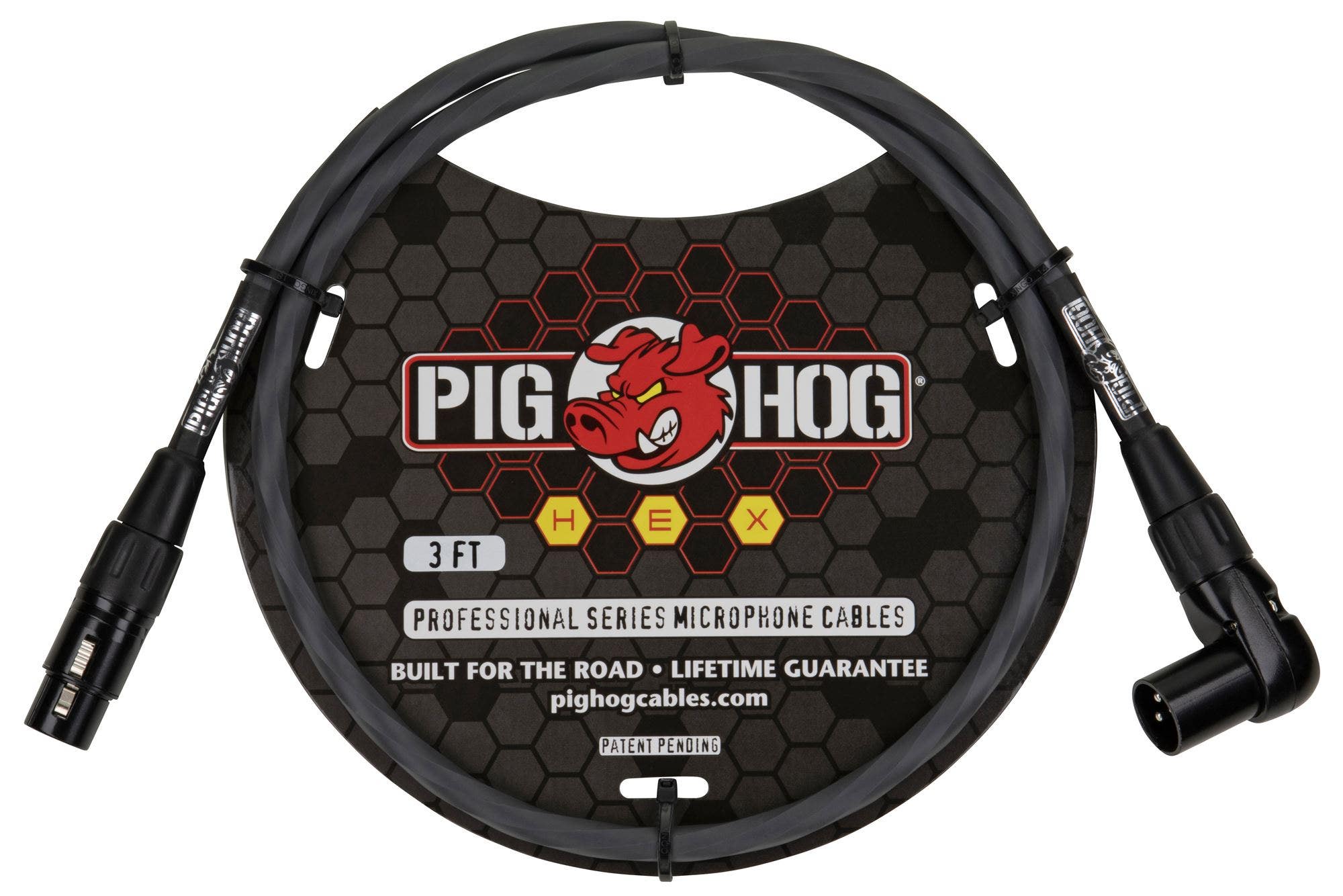 Pig Hog PHMH3GRR Hex Series Right Angle Mic Cable 3'