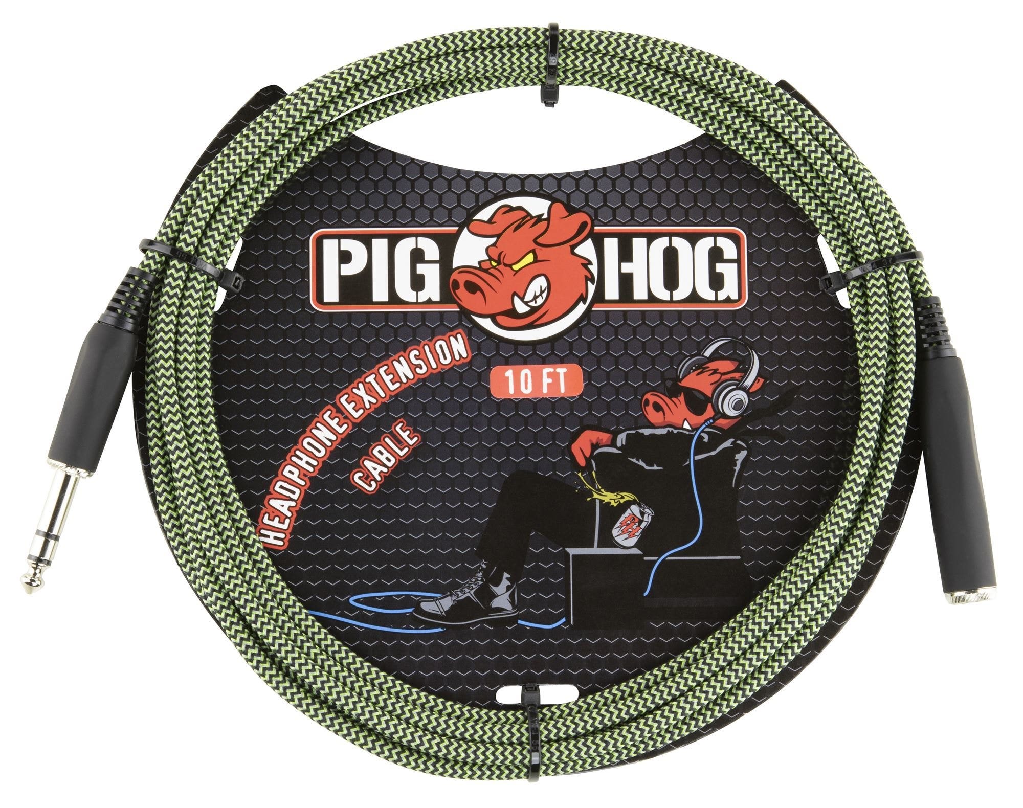 Pig Hog PHX14-10JGR Headphone Extension Cable 10' Jamaican Green