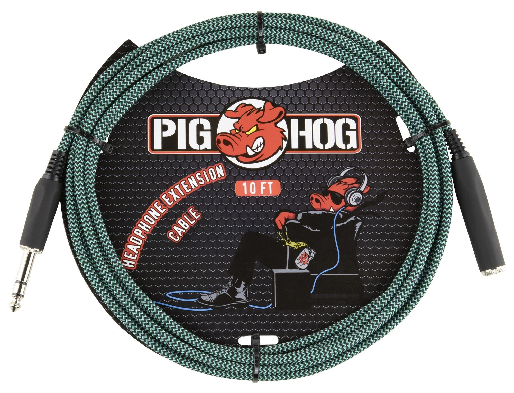 Pig Hog PHX14-10TAB Headphone Extension Cable 10' Tahitian Blue