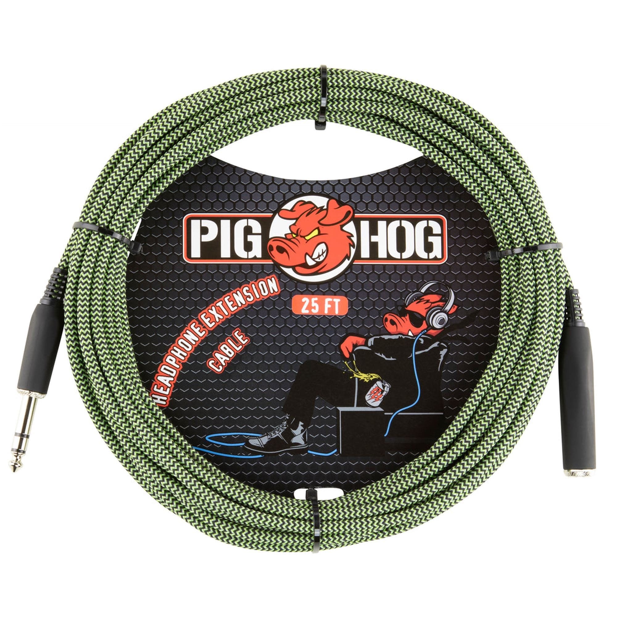 Pig Hog PHX14-25JGR Headphone Extension Cable 25' Jamaican Green