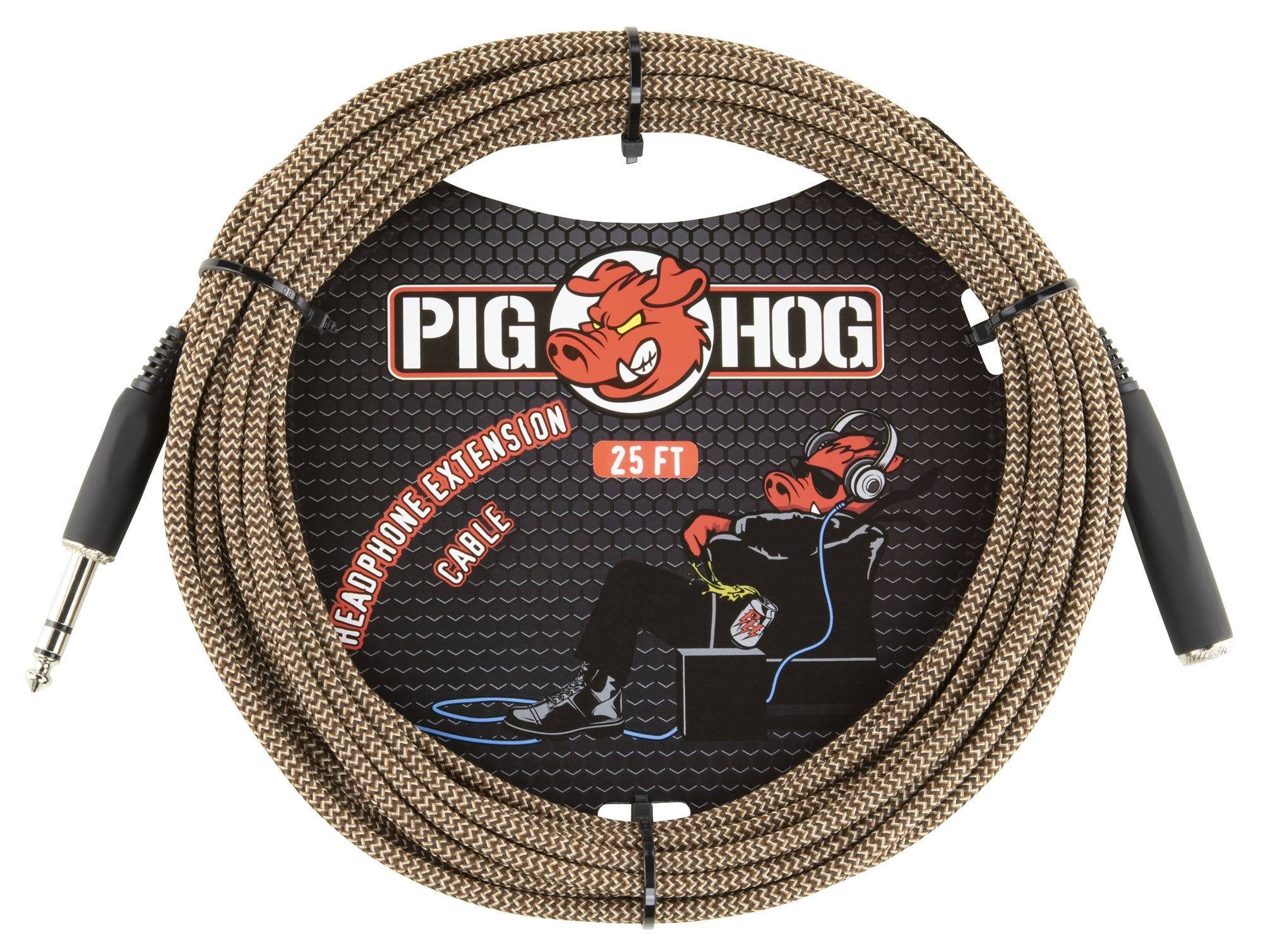 Pig Hog PHX14-25TBR Headphone Extension Cable 25' Tuscan Brown