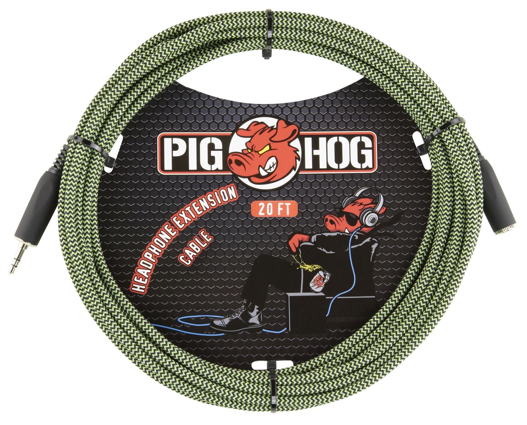 Pig Hog PHX35-20JGR Headphone Extension Cable Jamaican Green 20 Feet
