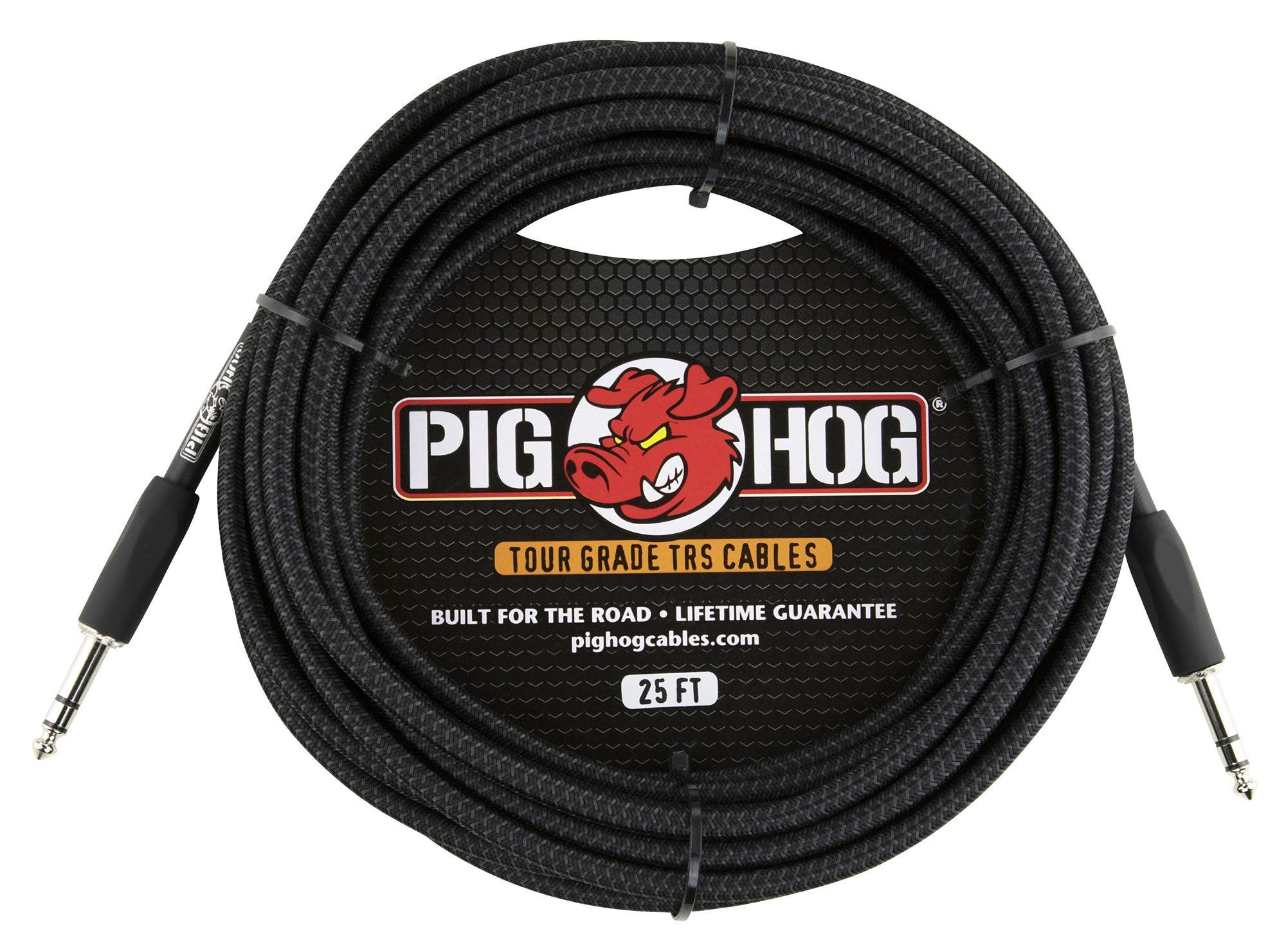Pig Hog PTRS25BK Black Woven TRS Cable 25'