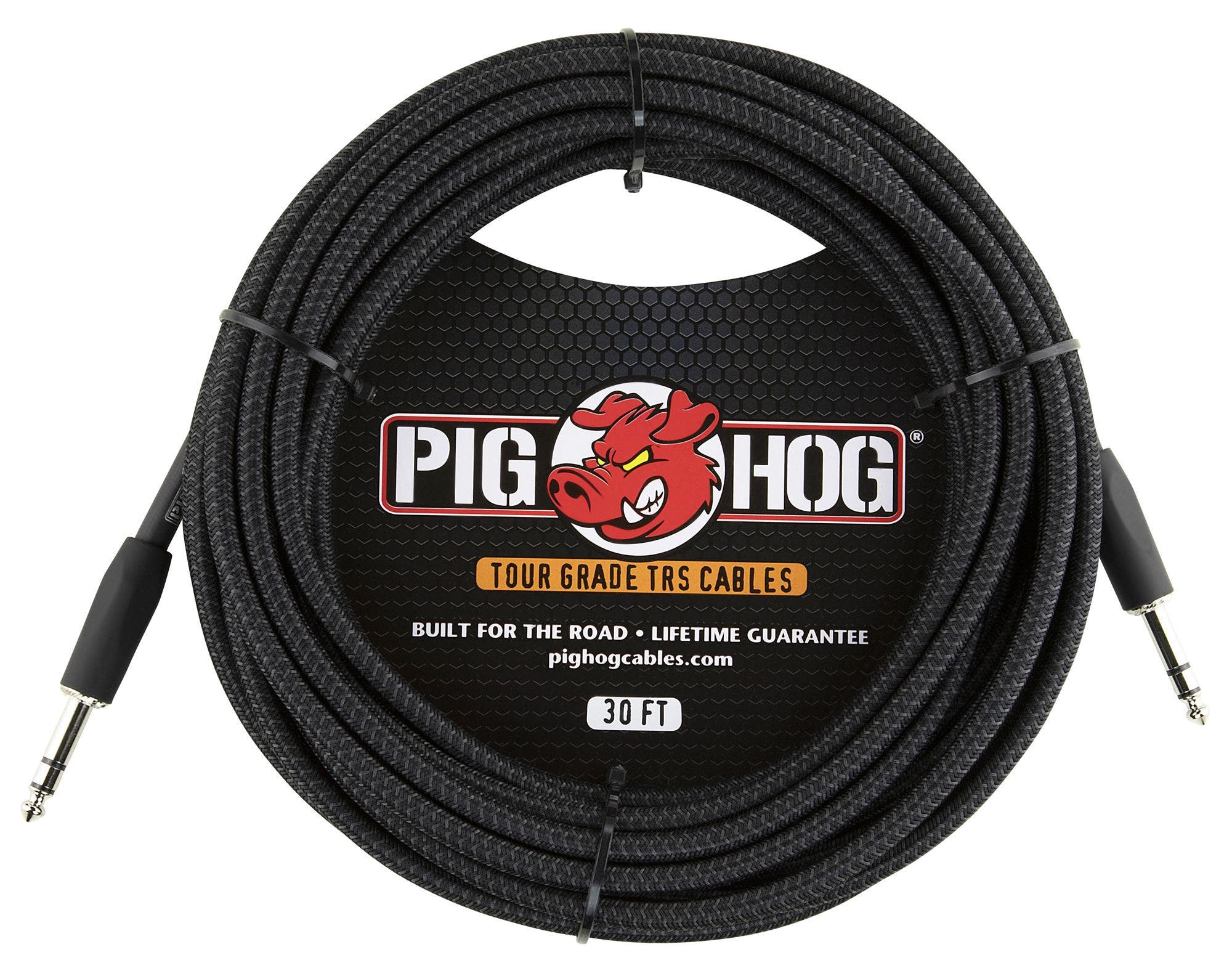 Pig Hog PTRS30BK Black Woven TRS Cable 30'