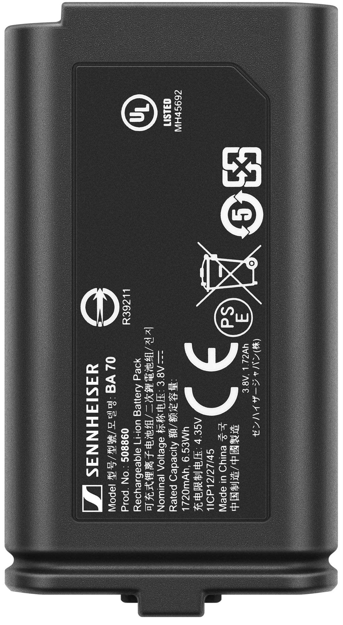 Sennheiser BA 70 Lithium Ion Rechargable Battery for EW-D Transmitters