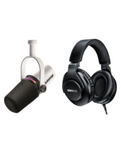 Shure MV7W Podcast Hybrid Mic with SRH440A Headphone Bundle
