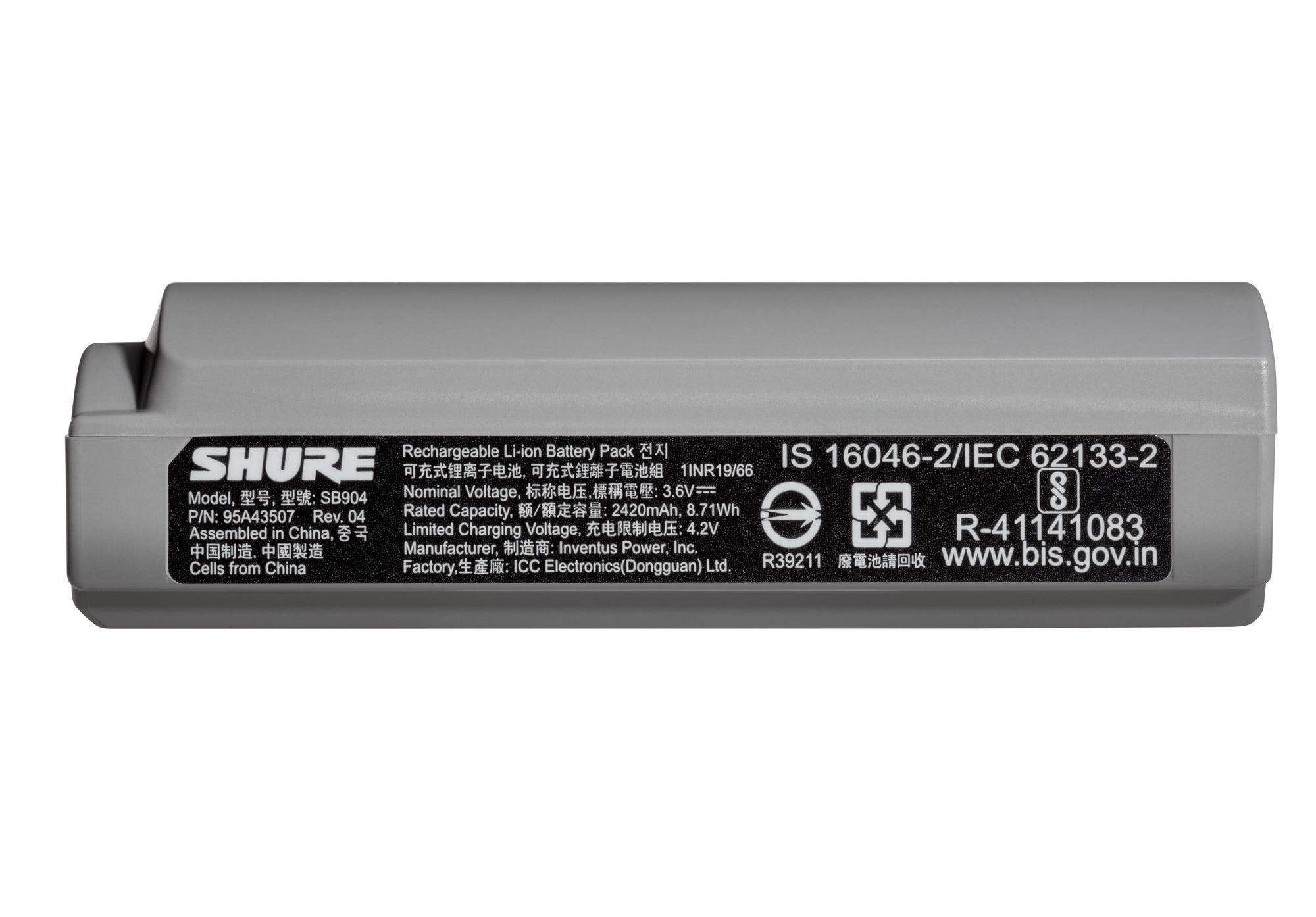 Shure SB904 GLXD Plus Lithium-Ion Rechargeable Battery