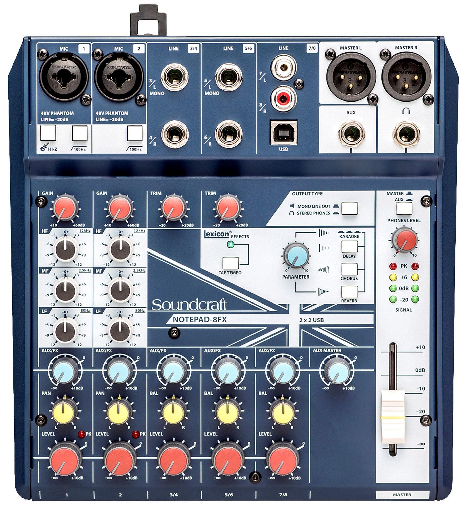 SoundCraft Notepad-8FX Analog Mixer With USB I/O And Lexicon Effects