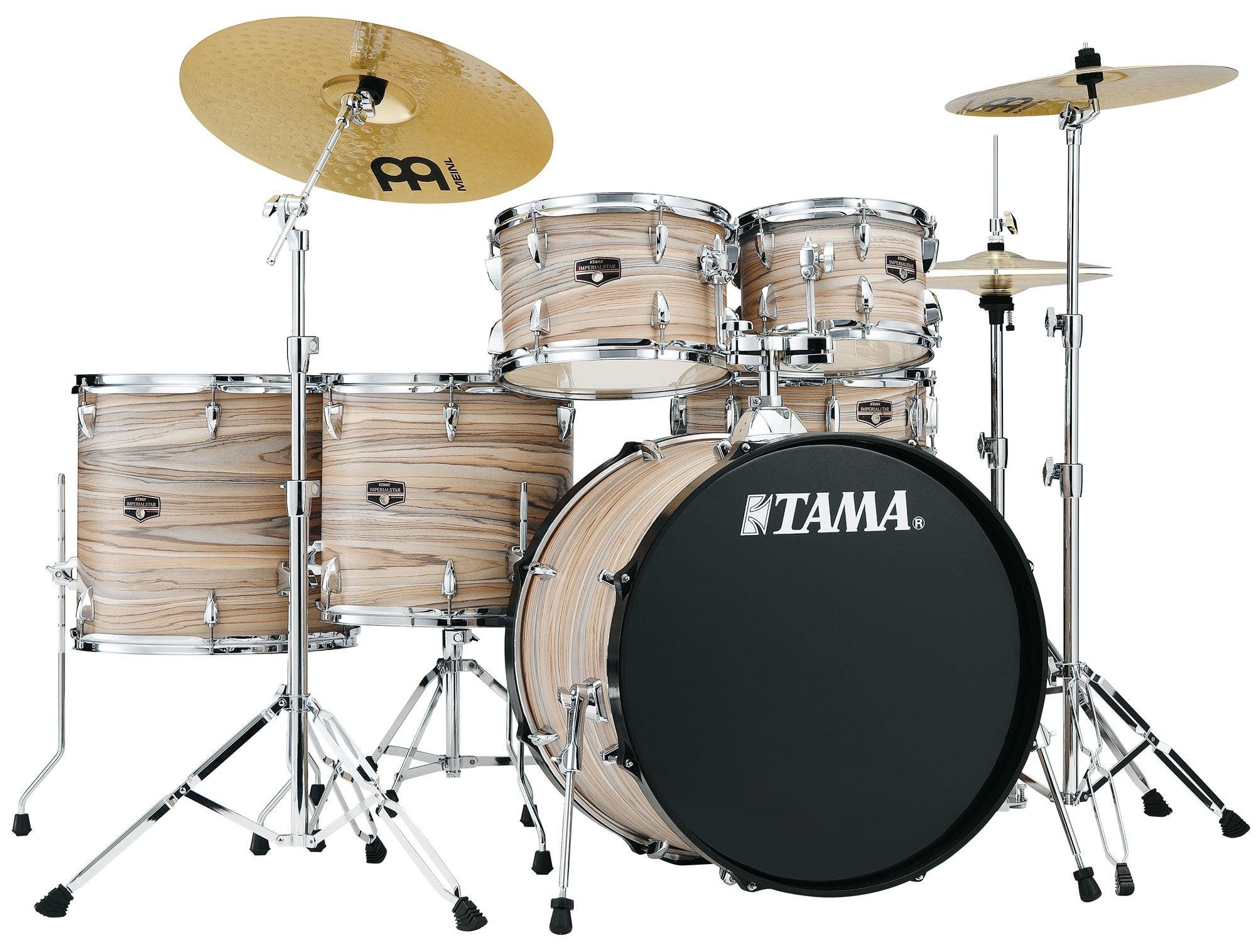 Tama Imperialstar 6-Piece Drum Set with Meinl Cymbals Natural Zebrawood