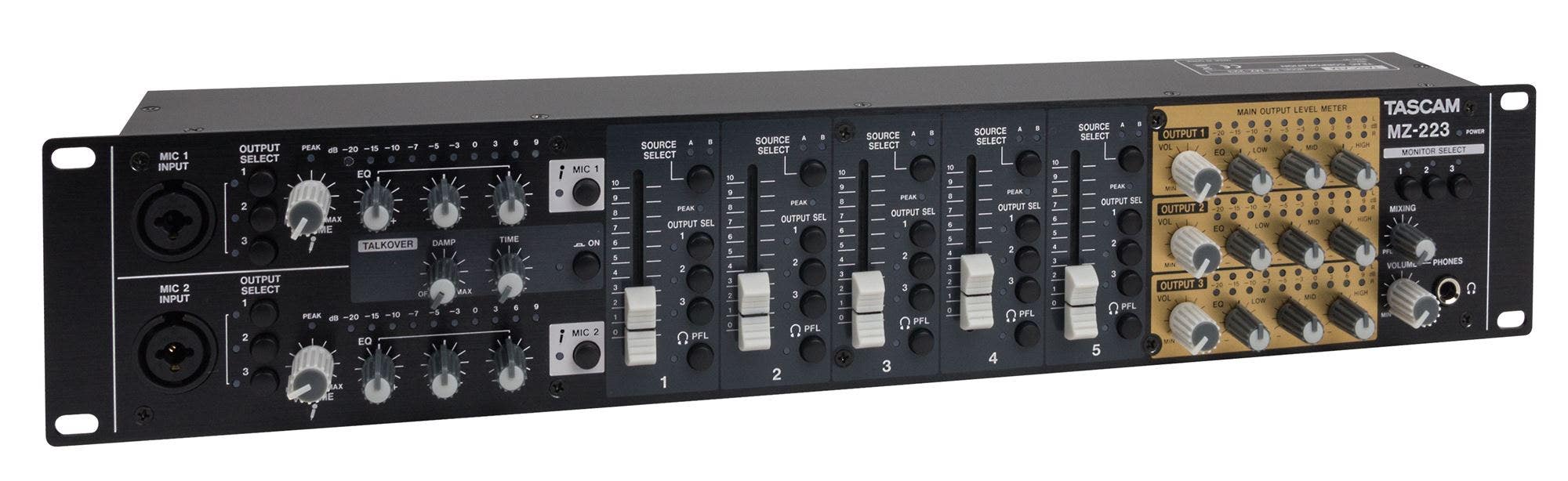 TASCAM MZ-223 7 Channel 3 Zone Rackmount Mixer With Voice Priority